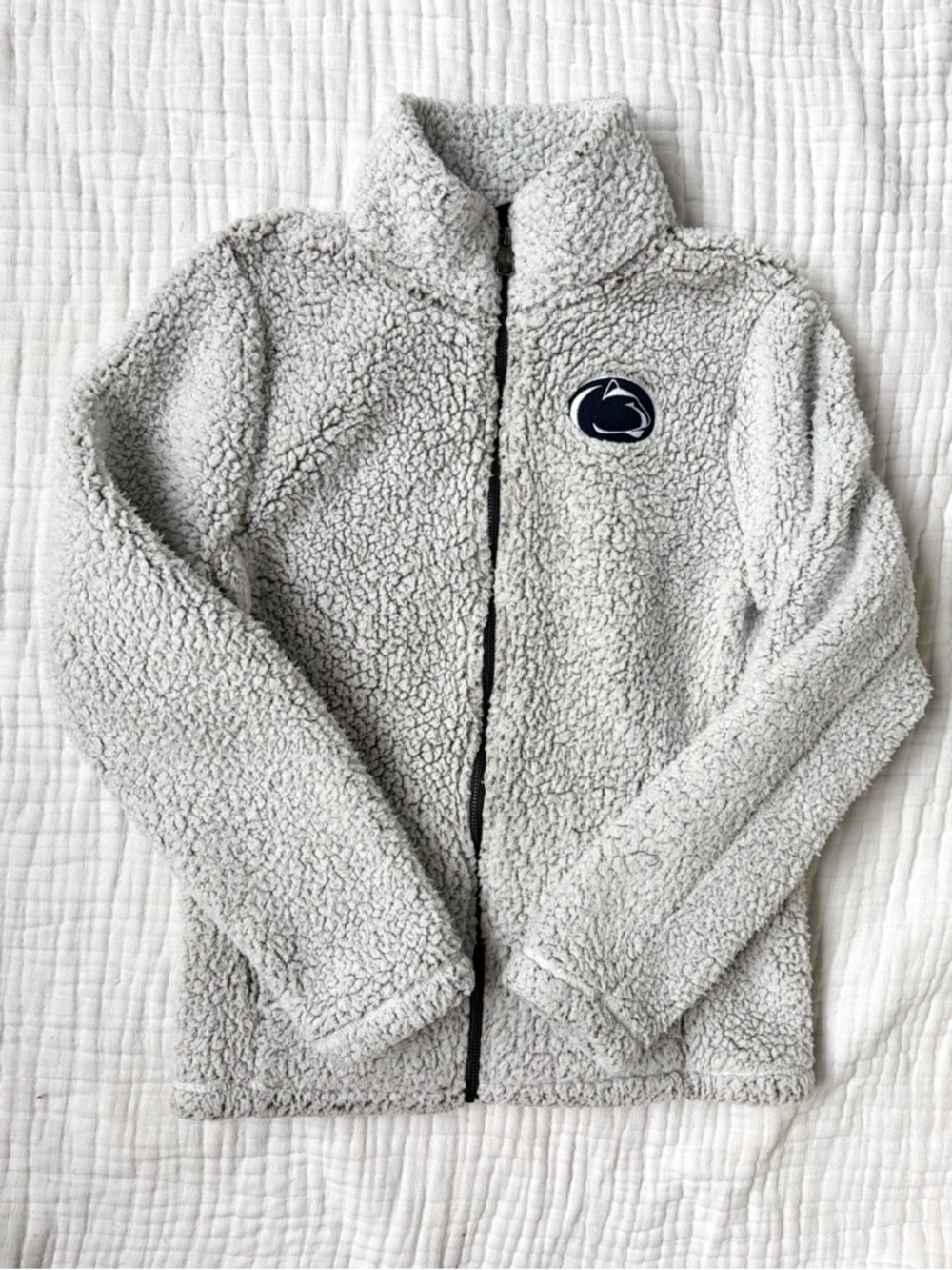 Penn State Sherpa Jacket Juniors M 7/9 Fleece Full Zip Cozy Gray
